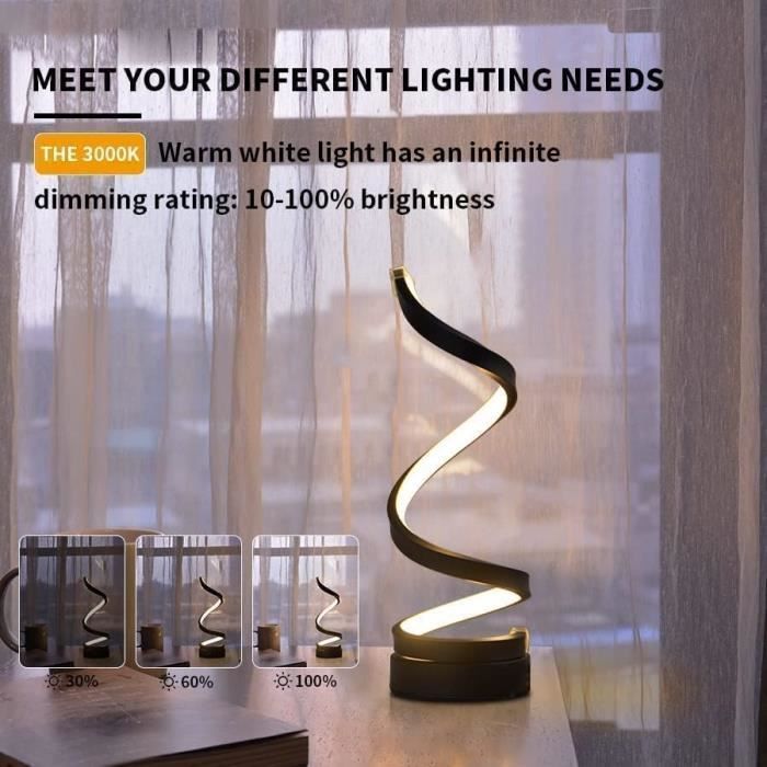 Lampe à poser en Spirale LED 12W Lampe de table Blanc Chaud Luminaire de  chevet Intérieur Décoration Créatif pour Chambre, bureau - Cdiscount Maison