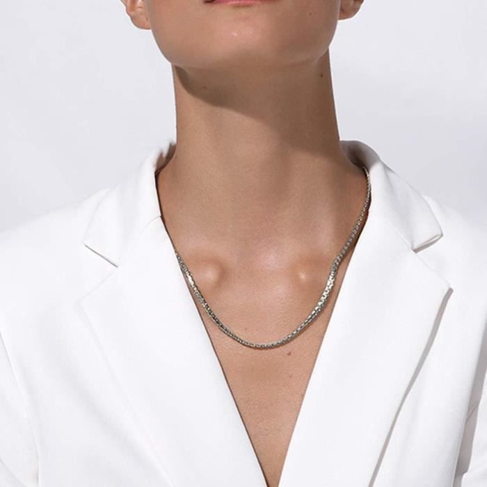 Chaine Collier 62 Cm Style Maille Forçat Vénitienne Argenté Pur Acier
