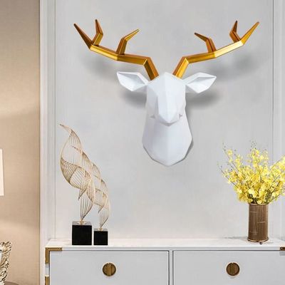 Sculpture Murale Tête De Cerf En Résine - Décoration Murale Élégante, 31x17.5x30 Cm - Pour Salon, Bureau, Chambre, Cadeau Déco