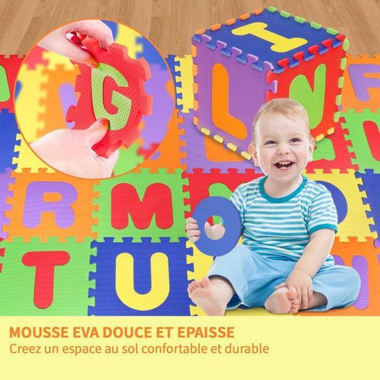 Pauwer Tapis De Jeu Pour Enfants Extra Large 100 X 150 Cm, Alphabet ABC, Chiffres, Formes, Animaux Et Couleurs, Tapis éducatif Pour Salon, Chambre à Coucher, Salle De Jeux Et Salle De