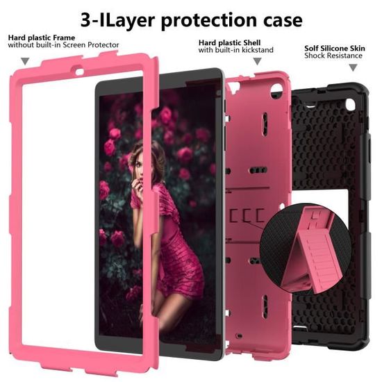 Coque Enfant Zunate Pour Samsung Galaxy Tab A 10.1 2019 (SM-T510/T515) - Protection 3 Couches Avec Bandoulière Réglable - Noir