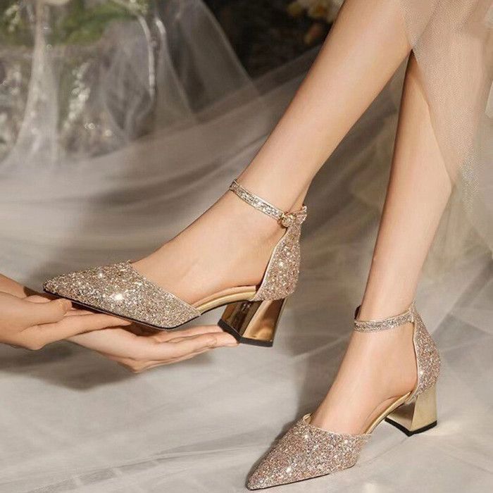 Escarpins de Luxe a Talons Hauts et Paillettes Dorees et Argentees Chaussures de Mariage a Lanieres de Rincage de Silver 4.5cm Achat Vente Escarpins de Luxe a Talons Hauts et Paillettes