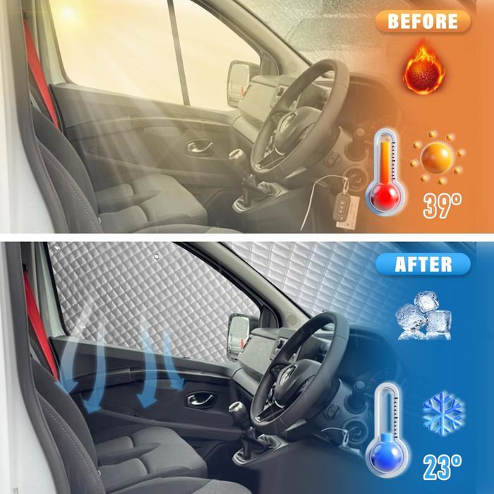 Pare-soleil Pour Trafic 2015-2024 - Lot De 8 Avec 50 Ventouses - Tissu Oxford 600D Imperméable - Protection Thermique Et Intimité