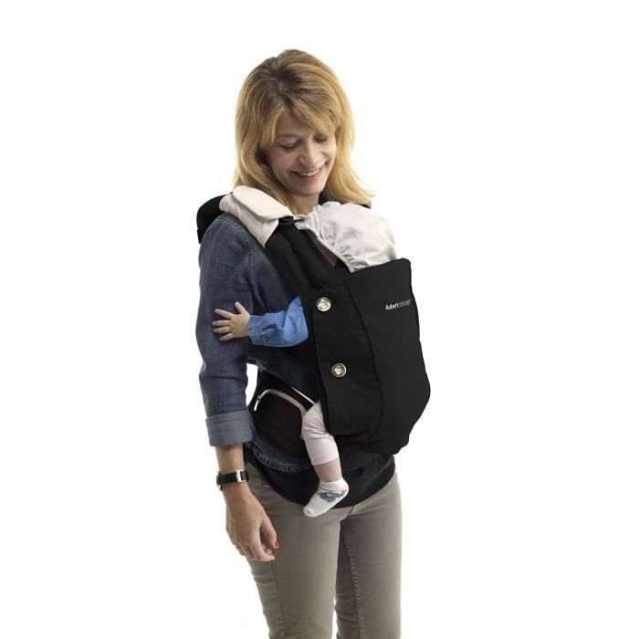 AUBERT CONCEPT Porte bebe ergonomique noir filet anti transpirant large ceinture ventrale capuche amovible Cdiscount Puericulture Eveil bebe