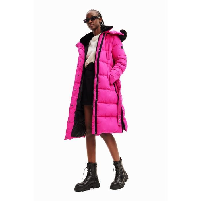 Doudoune a capuche avec centure femme Desigual Rose Cdiscount Pret a Porter