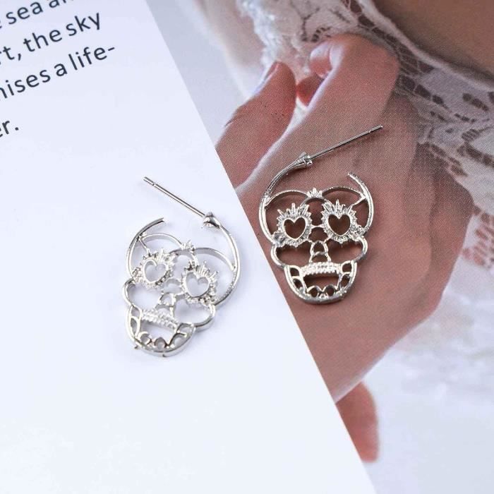 Boucles D'oreilles Bohème Tête De Buffle Et Pompon Noir - Acier, Crochets, Neuf Avec étiquettes