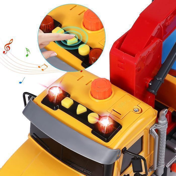 Camion Dépanneuse Jouet Enfant Avec Grue, Lumières Et Sons - 2 Véhicules + 10 Panneaux, Pour 3-5 Ans Et Plus