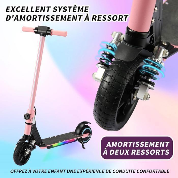 Trottinette électrique Pliable Pour Enfants 6-14 Ans - Moteur 130W, 14 Km/h, Autonomie 8 Km - Sécurité Double Frein