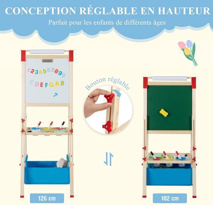 GOPLUS Table Enfant 2-en-1 Éléphant | Double Face Magnétique + Blocs De Construction | Idéal Pour Dessin, Lecture, Jeu Et Repas Dès 3 Ans