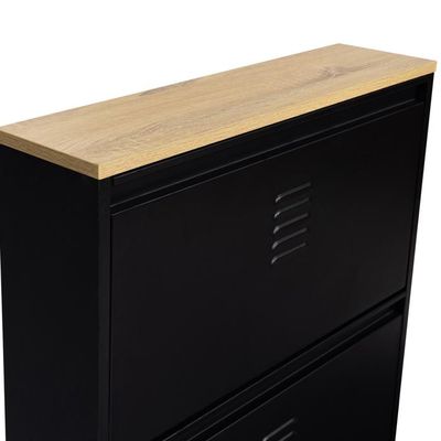 Rangement à Chaussures Métal 3 Étages - Rack 9 Paires - Noir Mat - Compact 65x25x53,5 Cm - Pour Entrée, Chambre, Dressing - 9