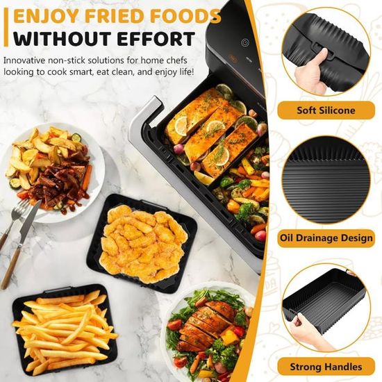 Moljaus Moule En Silicone Pour Air Fryer 35 X 22 X 7 Cm Pliable