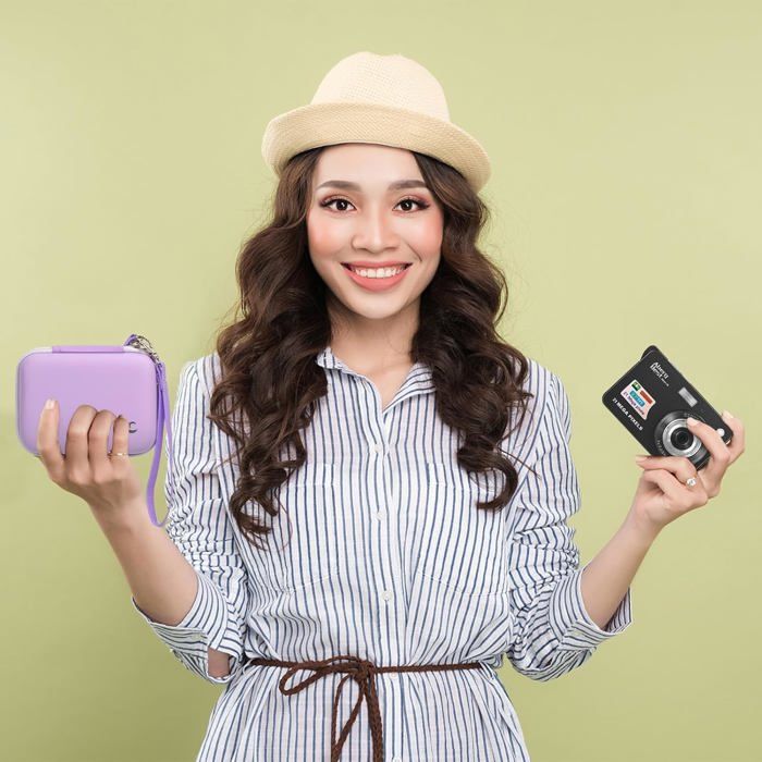 Sac Coque Rigide EVA Pour Appareil Photo – Format 14x17,8x10 Cm, Violet, Anti-choc, Bandoulière, Compatible Polaroid Et Appareils Instantanés