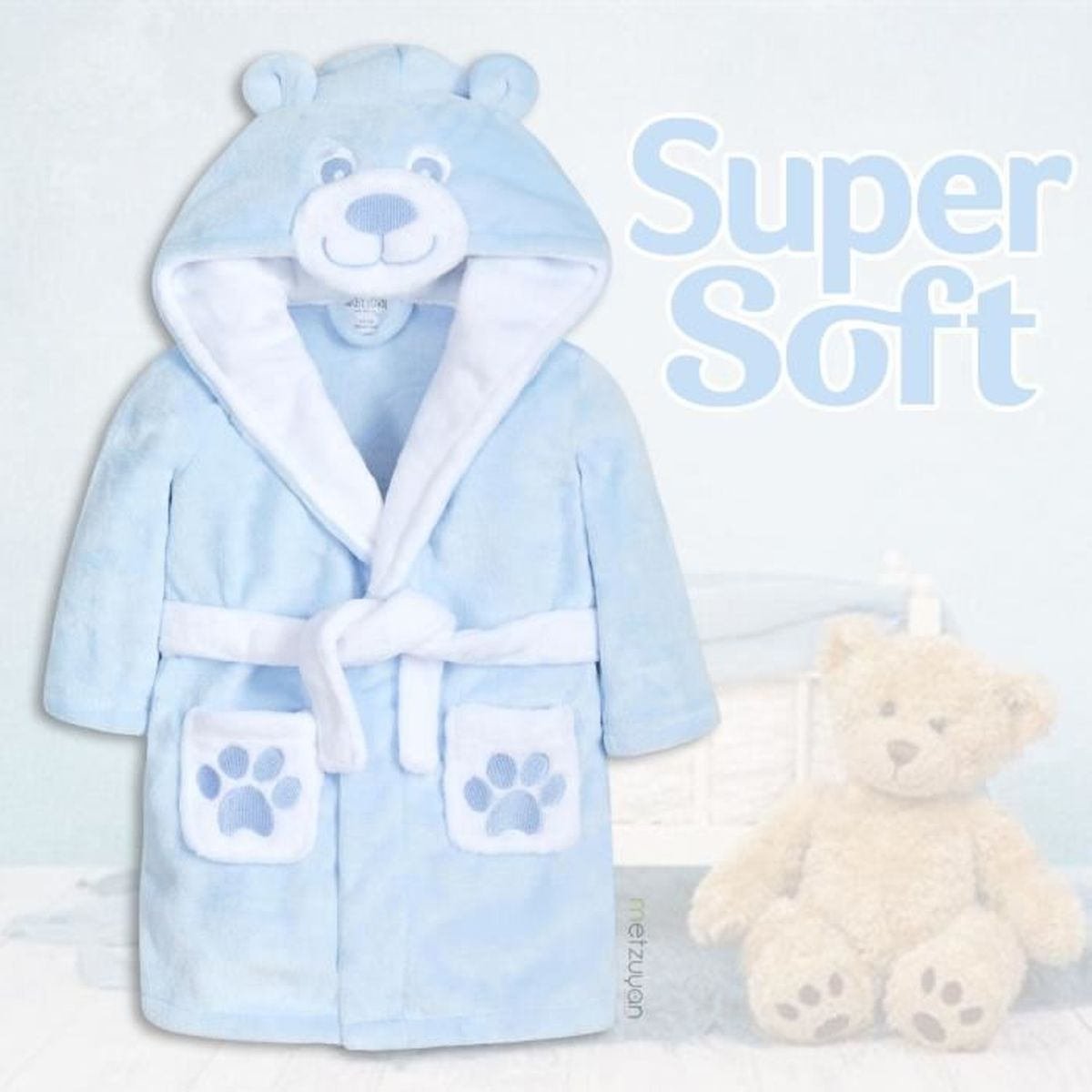 Peignoir polaire pour b?�b?� gar?�on bleu ourson 6-12 mois - Cdiscount Pu?�riculture & Eveil b?�b?�