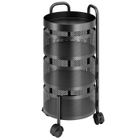 BIPLUT Desserte de cuisine à roulettes à 3 niveaux - Chariot de service en métal rond - Panier rotatif circulaire - NOIR - 30*30*60cm