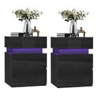 Table de Chevet - PIPIPOXER - 3 Tiroirs - Noir - Éclairage LED Multicolore - 40x35x56 cm