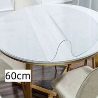 Nappe de table ronde transparente en PVC facile à nettoyer, antidérapante et imperméable (110 cm), Transparent, 60cm-Round