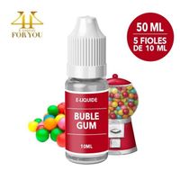 E-liquide pas cher - 50 ML saveur BUBBLE GUM avec 6MG de nicotine - Marque DEA 4U - (5 fioles de 10ML)