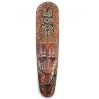 Masque Africain en bois 50cm motif Gecko Marron