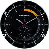 Anytime 40-1H-104 Horloge murale ronde Montre Avec température intérieure Noir et gris inox brossé Métal verre et plastique D35 x 5