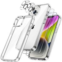 Coque Silicone TPU Pour iPhone 14 plus (6,7") + 2 Verres Trempés Ecran et 2 Protections Caméra Arrière verre