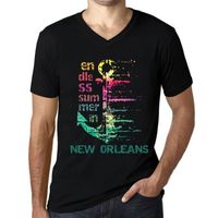 Homme Tee-Shirt Col V Un Été Sans Fin À La Nouvelle-Orléans – Endless Summer In New Orleans – T-Shirt Vintage Noir