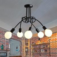 Noir Plafonnier Nordique 5 Lumières E27 douille de Luminaires Principale Simple Moderne Lampes pour Chambre à Coucher Salon