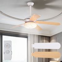 RELAX4LIFE Ventilateur Lampe de Plafond 3 en 1 | Dia.132cm | 5 Pales & Moteur Réversibles | Minuterie |Naturel[Classe énergétique