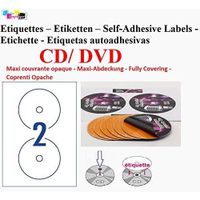200 étiquettes autocollant POUR CD DVD MAXI COUVRANT Ø 117mm Impression Laser et jet d'encre