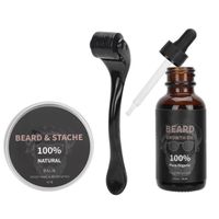 Huile de barbe pour hommes 3pcs hommes barbe croissance kit nourrissant moustache huile baume rouleau moustache cheveux tout neuf