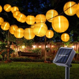 LAMPION Guirlande Solaire Extérieure Lanterne - J962 - 30 LED - Blanc Chaud - 8 Modes - Étanche - Lampe Jardin Solaire