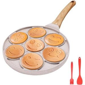Joejis Poêle à Crêpe Pancakes Blinis - 4 Trous en Aluminium Antiadhésif - Poele  a Crepe induction ou Gaz de 26,5 cm - Poêle à Frire pour Pancakes Crêpes  blinis œufs 