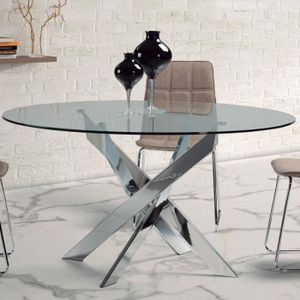 Table A Manger Ronde En Verre Et Metal Design Annie Achat