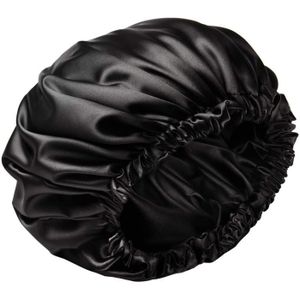 Noir et Rouge 2 Pi/èces Bonnet de Sommeil en Satin Chapeau Satin Chapeau /Élastique Nuit Bonnet de Sommeil pour Femmes Large Bande Satin /élastique Bonnet de Couchage BESTZY Bonnet Nuit Satin