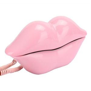 ROUGE A LÈVRES Qiilu Téléphone créatif Téléphone à la mode de style européen Lèvres roses à la mode Téléphone fixe de bureau(Rose )