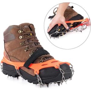 Crampon Chaussure Neige(1 Paire),Crampon Antidérapent avec 8 Crochets pour  Chaussures pour chaîne Acier au manganèse Neige Escalade de randonnée ou  Activités sur Terrain Neigeux (Orange)