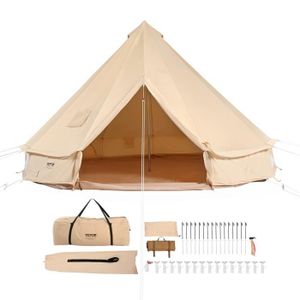 TENTE DE CAMPING Tente de Camping - VEVOR - 4 Saisons 7 m 50 kg Tente de camping familiale Capacité jusqu'à 12 personnes avec Trou de Poêle à Bois