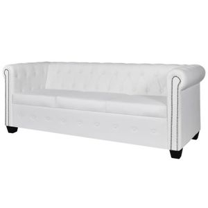 Canape Fixe Chesterfield Aliza 3 Places Blanc Achat Vente