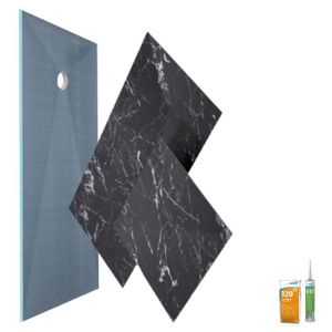 RECEVEUR DE DOUCHE Receveur de douche à carreler 180 x 90 WEDI Fundo primo + revêtement Top marble black + colle