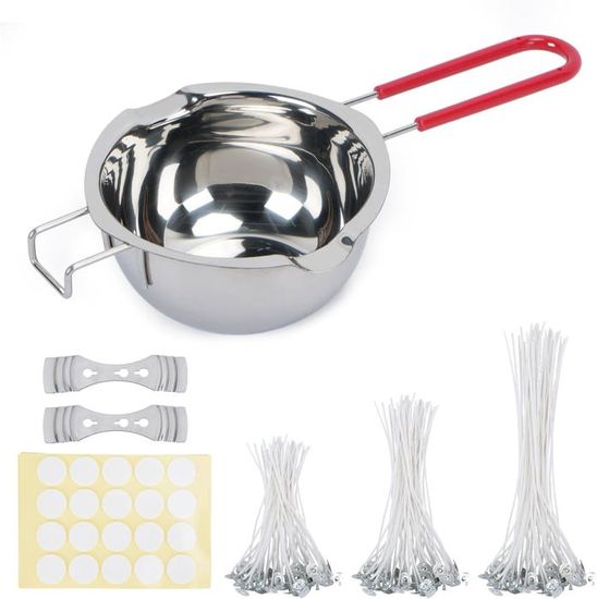 Kit Complet Fabrication De Bougies DIY - Pot En Inox 400 Ml, 150 Mèches, Colorants, Autocollants - Idéal Débutants Et Passionnés - 3