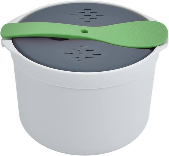 Cuiseur à Riz Micro-ondes 2.3 L – Autocuiseur Vapeur En Silicone Sans BPA, Compartiment Double, Lavable Au Lave-vaisselle