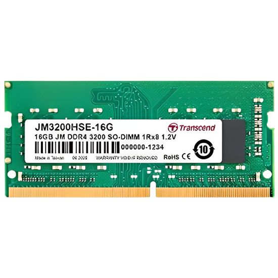 TRANSCEND JetRAM - DDR4 - 16 Go - SO DIMM 260 broches - 3200 MHz / PC4-25600 - CL22 - 1.2 V