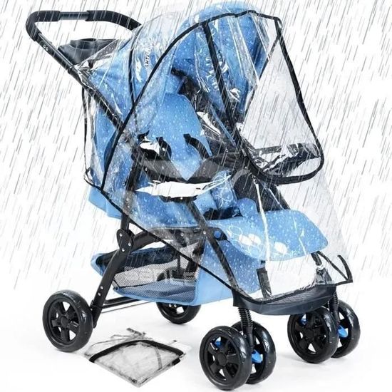 Housse De Pluie Universelle Pour Poussette - Transparente, En Film EVA - Protection Contre Pluie Et Vent - Facile à Installer