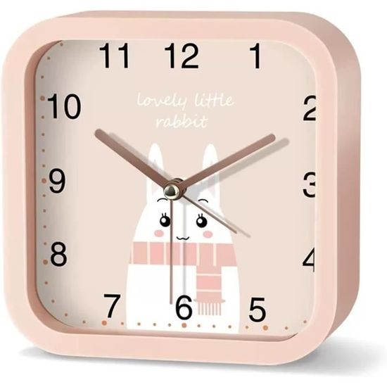 Réveil De Voyage Carré Muet – Pas De Tic-tac, Piles – Petit, Portable, Design Blanc Sobre