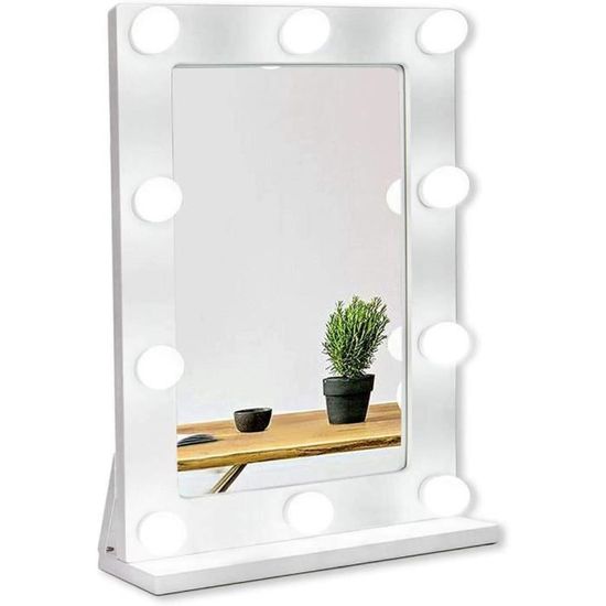 Miroir Maquillage Lumineux,Grand Miroir Coiffeuse,Miroir Hollywood avec  14pcs LED,Miroir de Maquillage d'éclairage à 3 A35 - Cdiscount Maison