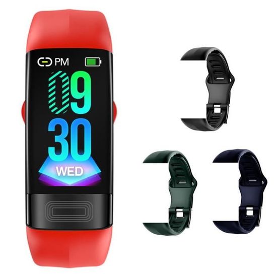 Montre Connectée Bracelet – Cardio, Tension, Sport – Silicone/Nylon – Noir
