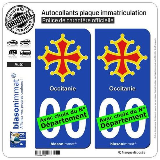 Lot De 2 Autocollants De Plaque D'immatriculation 'OC Occitanie' - Identifiant Européen Pour Voiture - Neufs