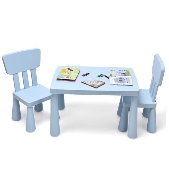 GIANTEX Ensemble Table et Chaises pour Enfants de 1 à 7 Ans, 1 Table de  Jeux et 2 Chaises Idéal pour Manger, Dessiner, Écrire, Lot de Meubles pour