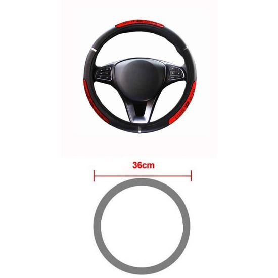 COUVRE-VOLANT,red 47cm--Housse de volant en cuir véritable, pour camion