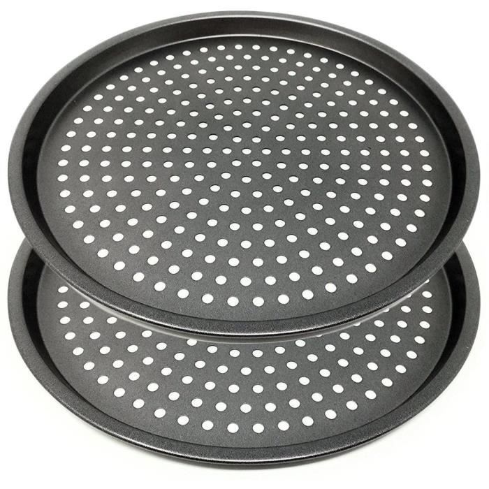 Space Home - Moules à Pizza Perforées - Plaque à pizza Anti-Adhésive - Set 2 - Acier au Carbone - Ø 29 cm A356