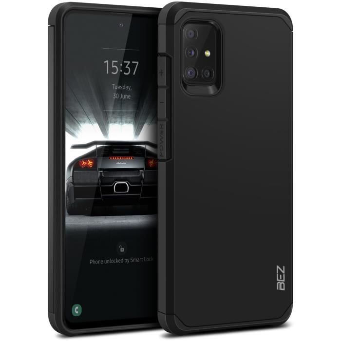 BEZ Coque Samsung A51, Coque pour Samsung Galaxy A51 Antichoc Survivor Double Protection Resistante, Noir